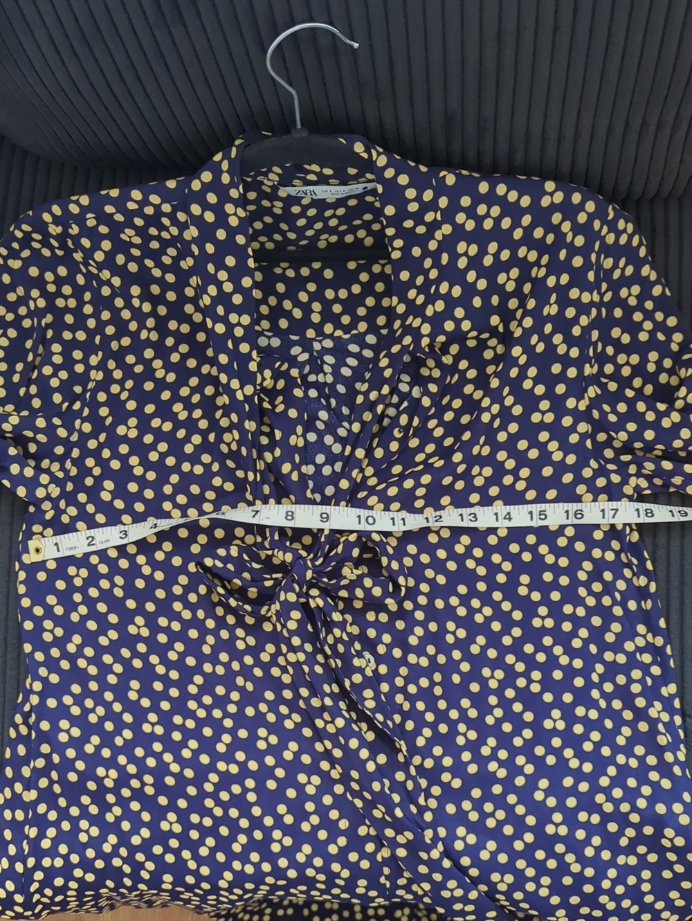 Zara Black Polka Dot Long Sleeve Maxi Dress - Yellow Dot Print Size S - Picture 4 of 4
